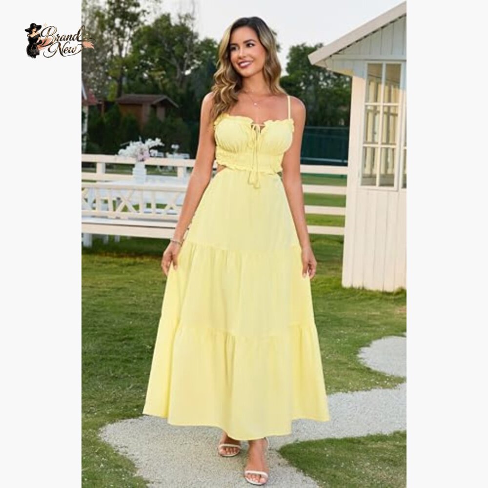 Polyester Elastane Maxi Dress Spaghetti Strap Bac… - image 4